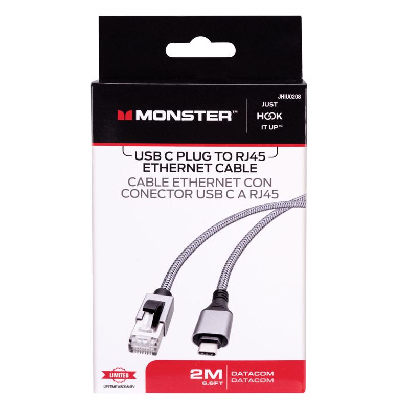 Monster Just Hook It Up 6.6 ft. L USB-C to RJ45 Ethernet Plug Cable