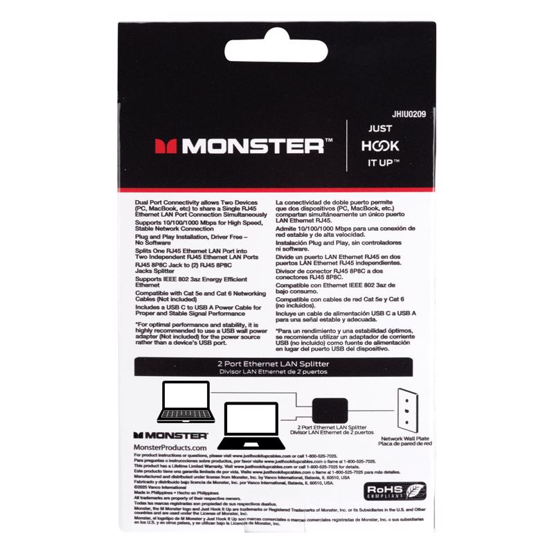 Monster Just Hook It Up Ethernet LAN Splitter 1 pk