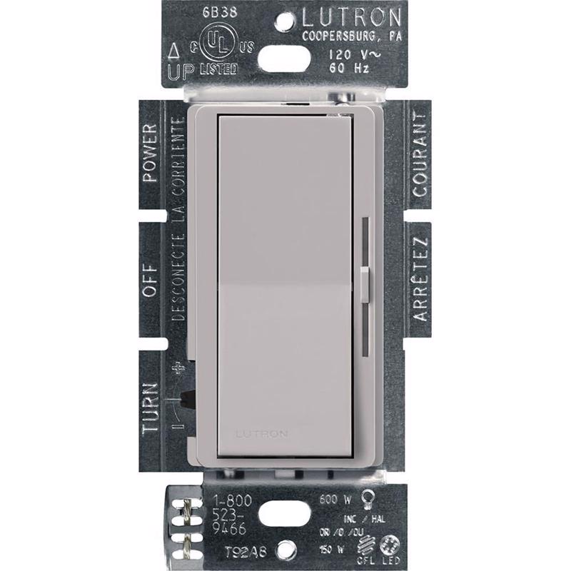Lutron Diva Gray 150 W Rocker Dimmer Switch 1 pk