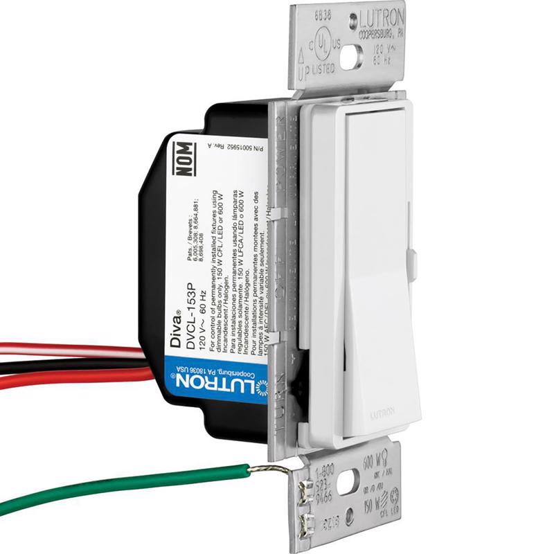 Lutron Diva Gray 150 W Rocker Dimmer Switch 1 pk
