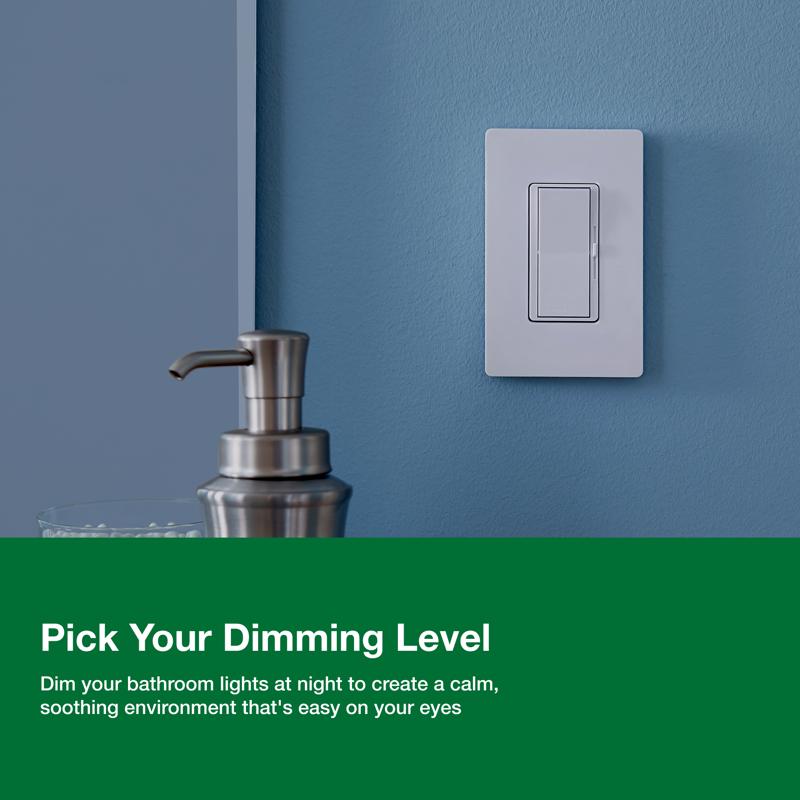Lutron Diva Gray 150 W Rocker Dimmer Switch 1 pk