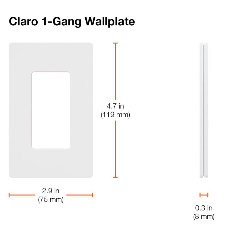 Lutron Claro White 1 gang Plastic Wall Plate 6 pk