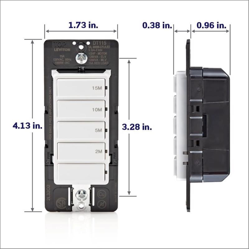Leviton Decora Indoor Wall Switch Timer 120 V White