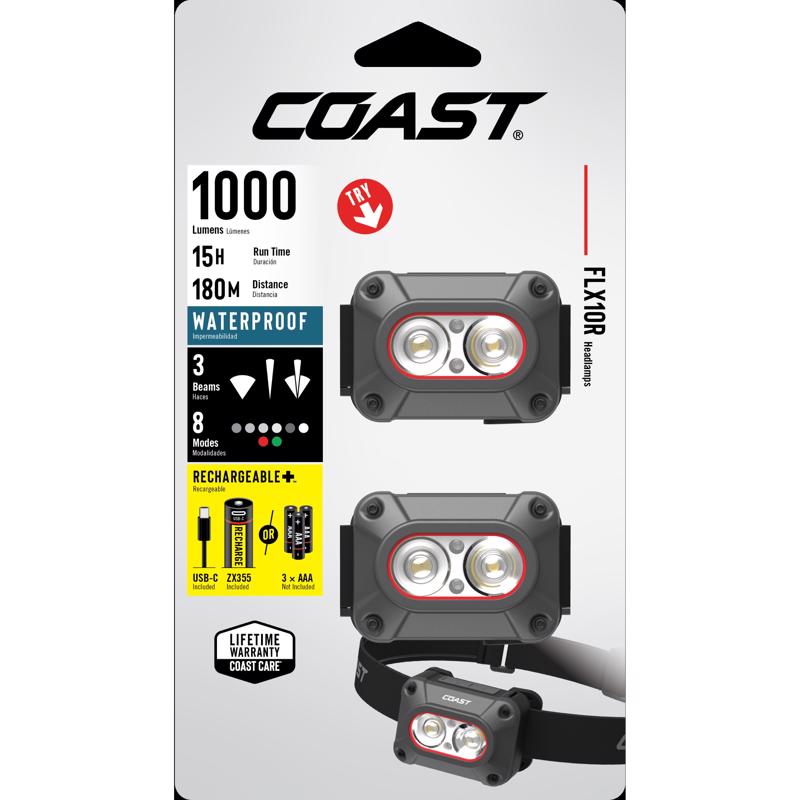 Coast 1000 lm Black/Gray LED Head Lamp
