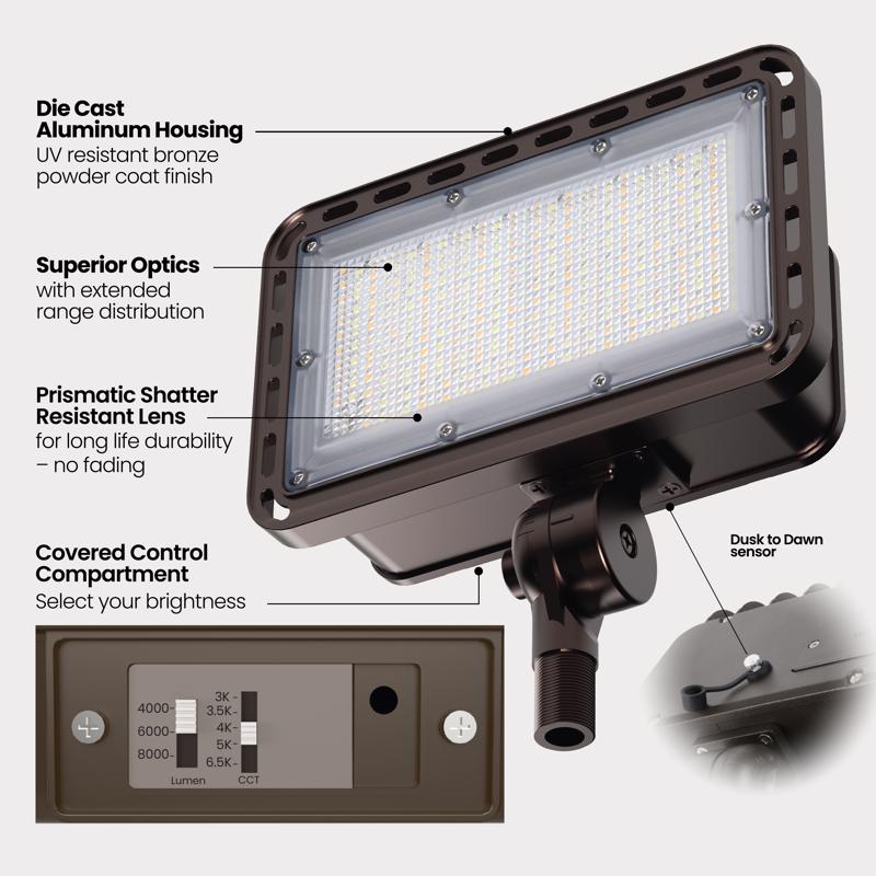 Feit Dusk to Dawn Hardwired LED Bronze Floodlight