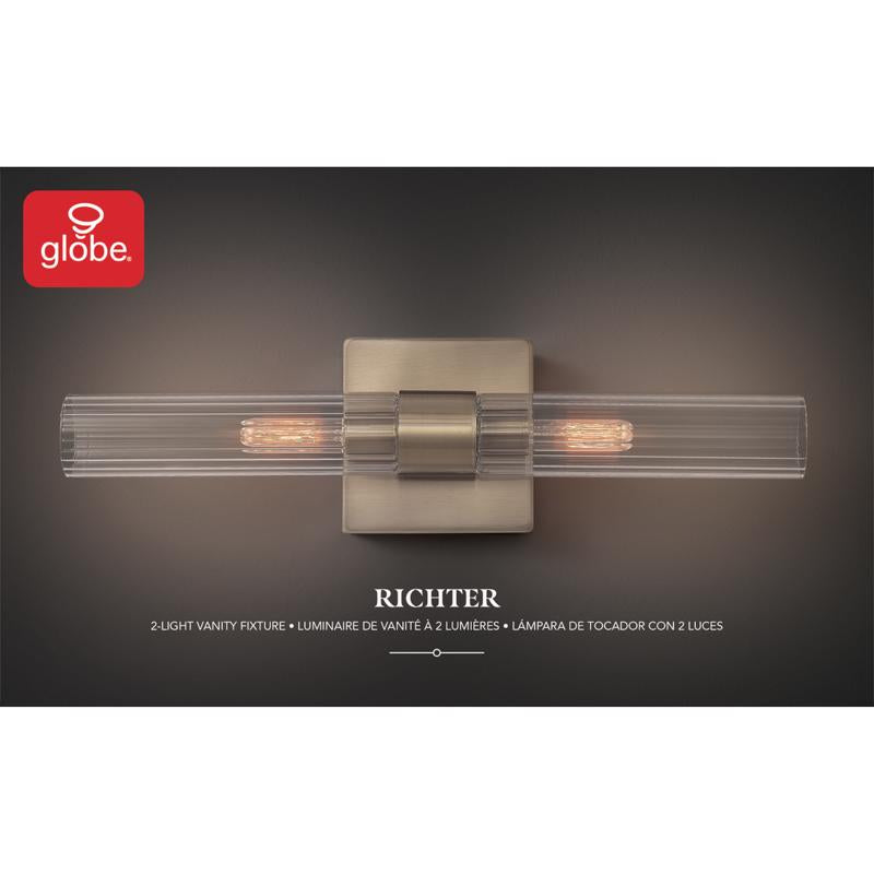 Globe Electric Brushed Brass Bronze 2 lights LED Vanity Light Wall Mount