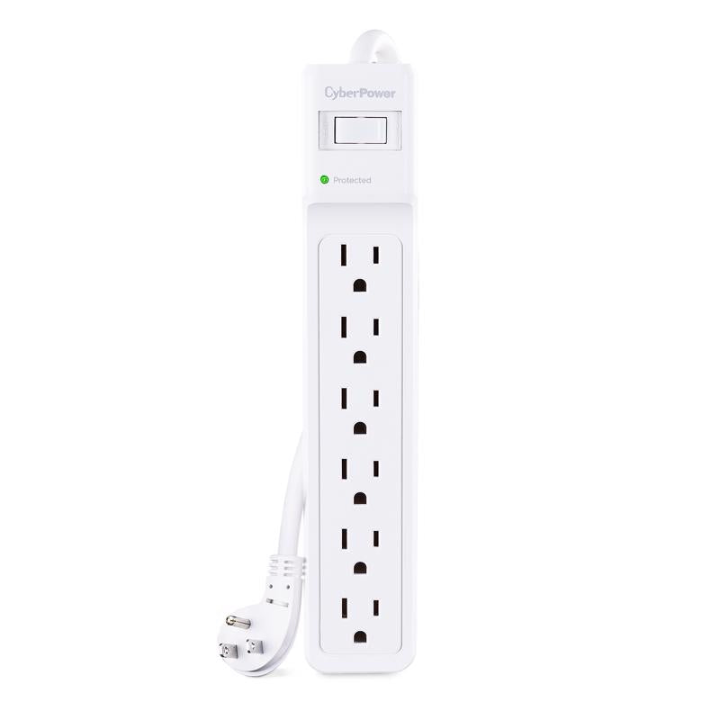 CyberPower 4 ft. L 6 outlets Surge Protector White 600 J