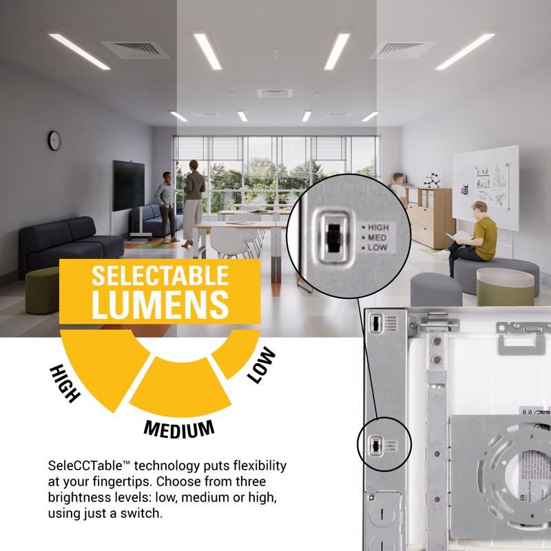 Metalux 2.5 in. H X 12 in. W X 24 in. L White LED Ceiling Light