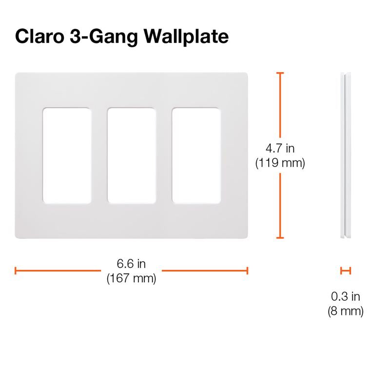 Lutron Claro Light Almond 3 gang Plastic Decorator Wall Plate 1 pk