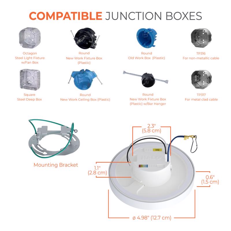Halo 0.63 in. H X 4 in. W X 4 in. L Matte White LED Ceiling Light