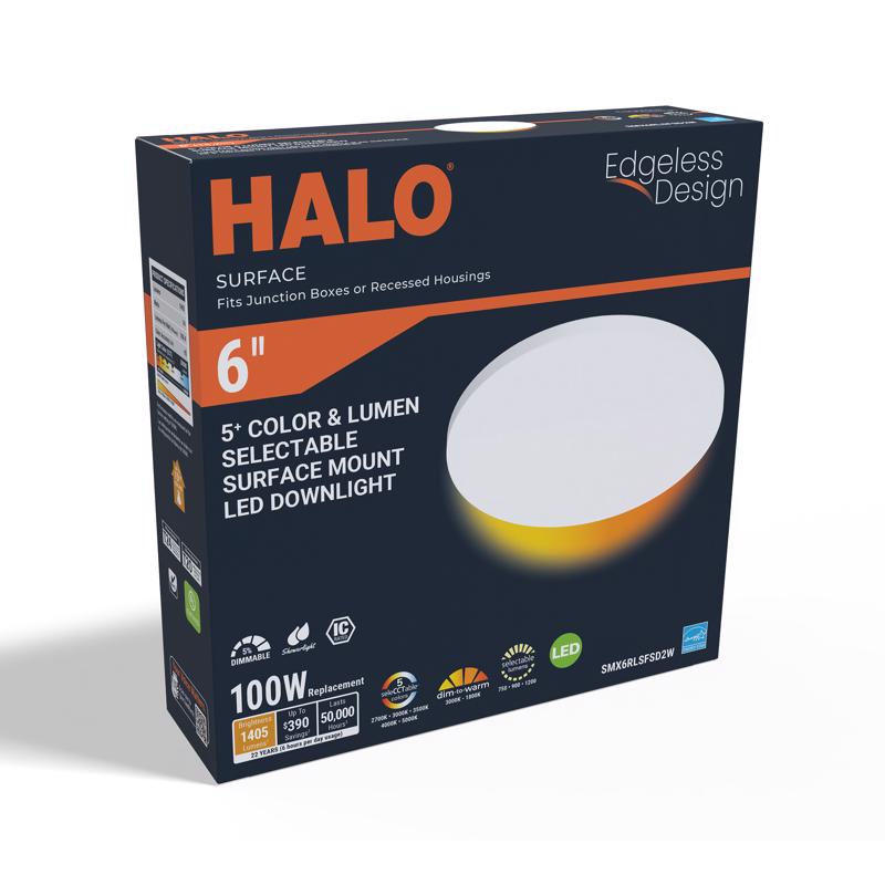 Halo 0.63 in. H X 6 in. W X 6 in. L Matte White LED Ceiling Light