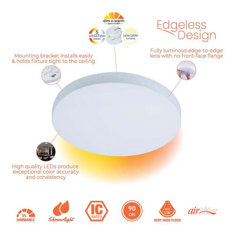 Halo 0.63 in. H X 14 in. W X 14 in. L Matte White LED Ceiling Light