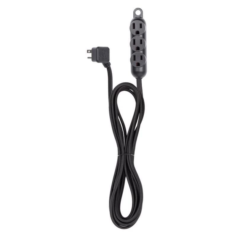 Globe Electric Indoor 12 ft. L Black Triple Outlet Cord 16/3