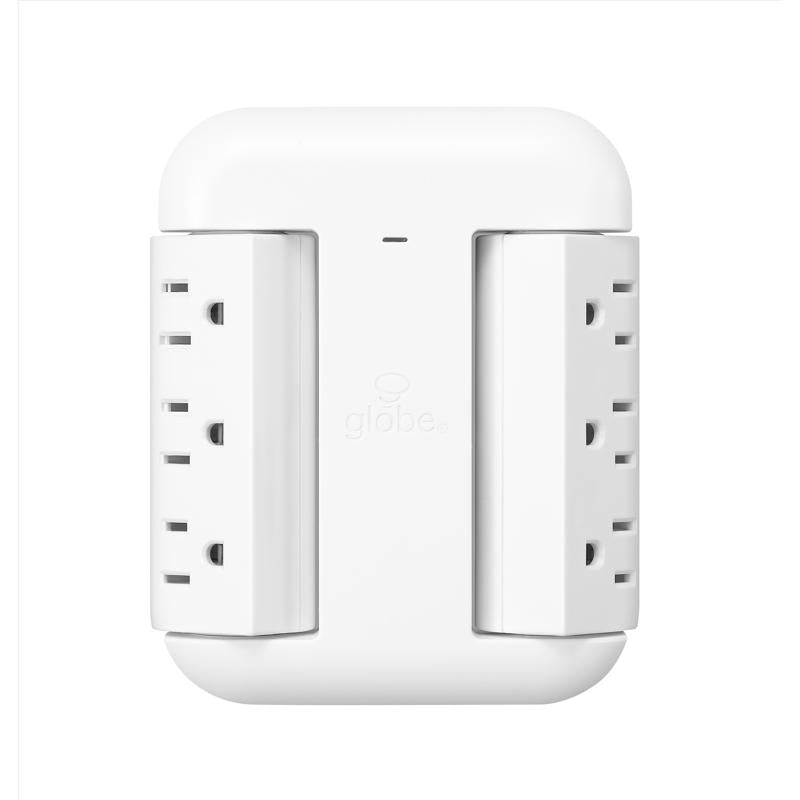 Globe Electric 0 ft. L 6 outlets Wall Tap Surge Protector w/USB White