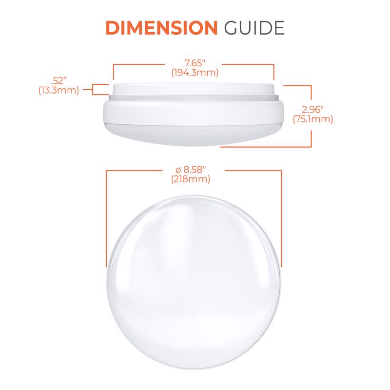 Halo 2.95 in. H X 8 in. W X 8 in. L White LED Ceiling Light Fixture with Nightlight