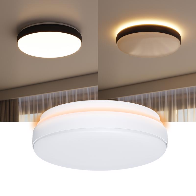Halo 3.17 in. H X 15 in. W X 15 in. L White LED Ceiling Light Fixture with Nightlight