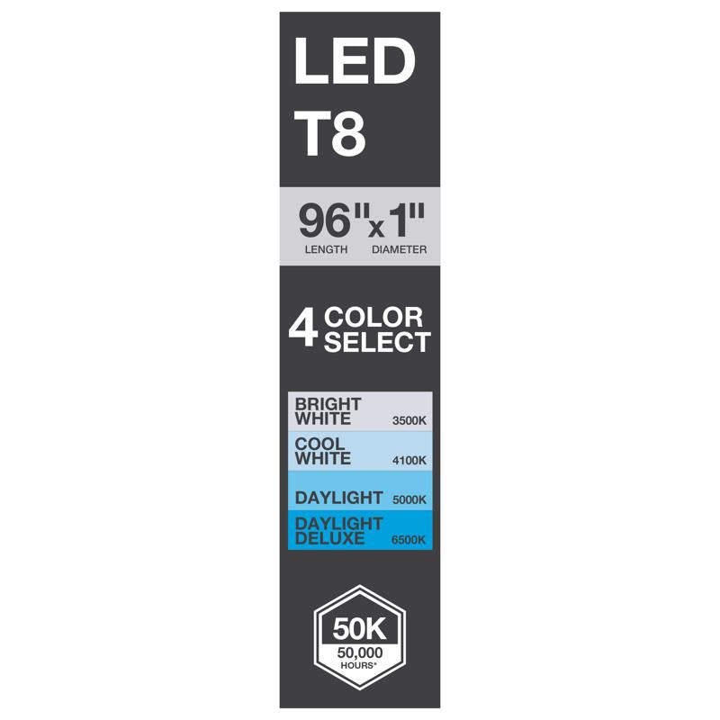 Sylvania T8 CCT 96 in. Single Pin Linear LED Tube 59 Watt Equivalence 1 pk