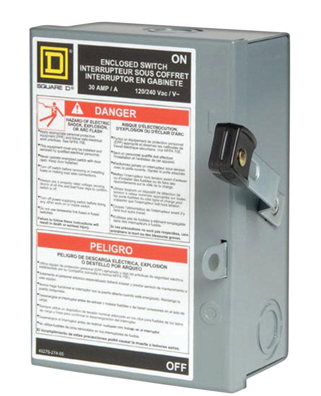 Square D 30 amps Fusible 2-Pole Fuse Safety Switch