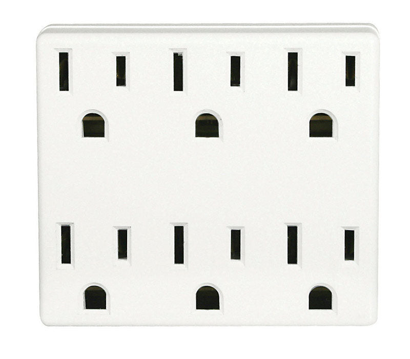 ADAPTR OUTLET 6 WHT 15A