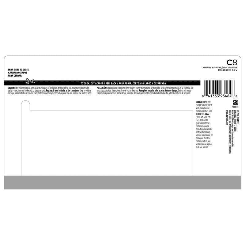 Duracell Coppertop C Alkaline Batteries 8 pk Carded