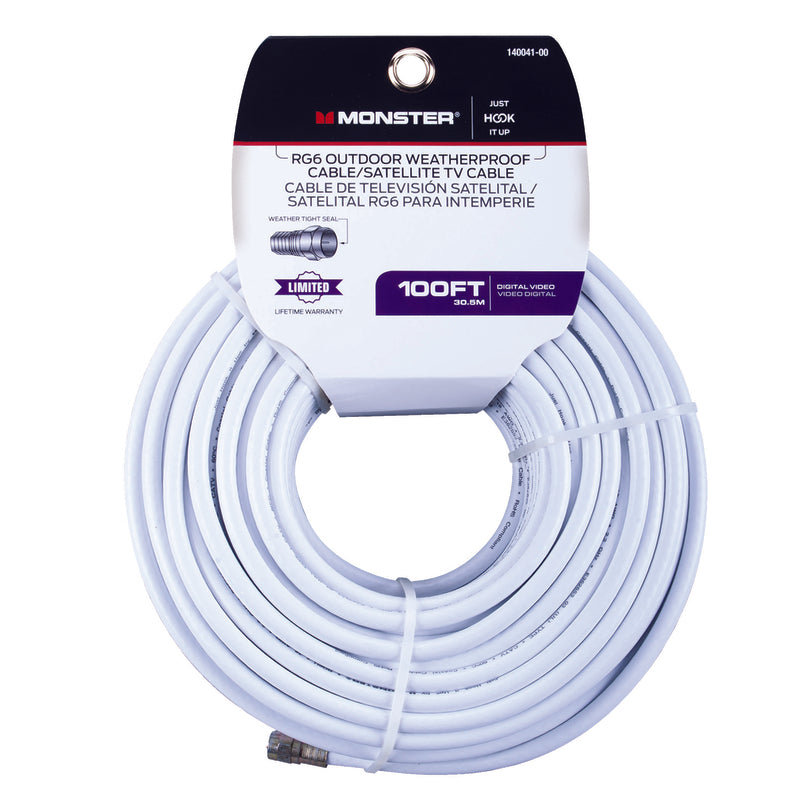 CABLE COAX RG6 100' WHT