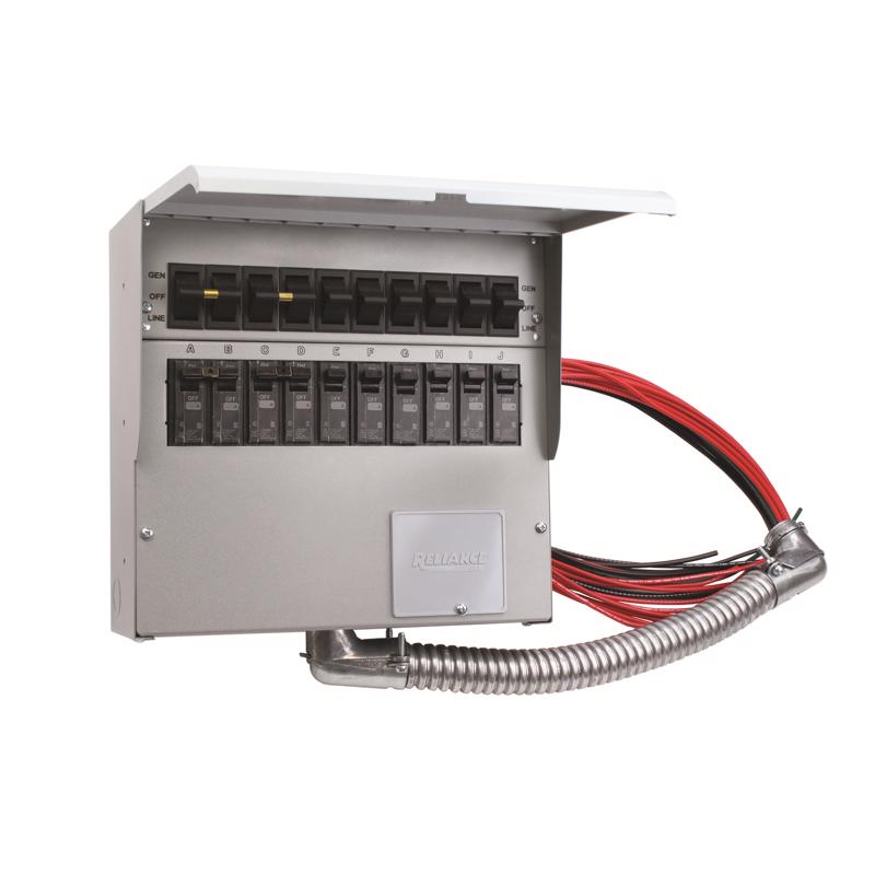 Reliance Controls 30 amps 250 V 1 space 10 circuits Surface Mount Generator Power Transfer Kit