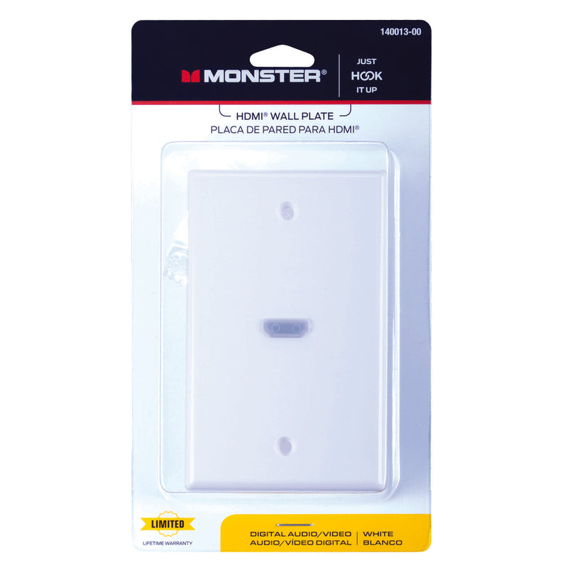 Monster Just Hook It Up White 1 gang Plastic HDMI Wall Plate 1 pk