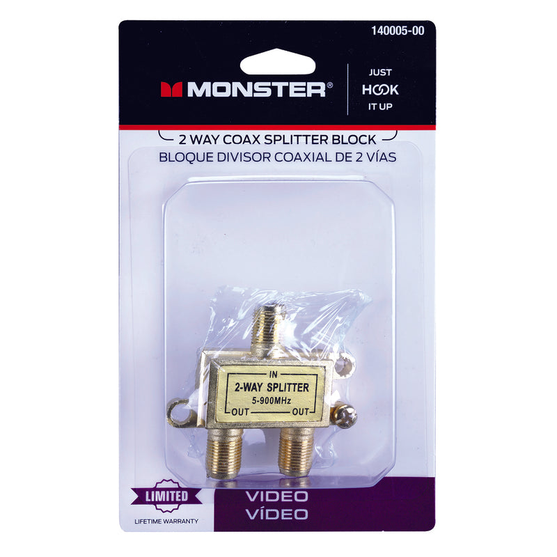 Monster Just Hook It Up 2 Way Coax Splitter 75 ohm 900 MHz 1 pk
