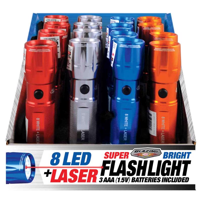 FLASHLIGHT 8 LED + LASER