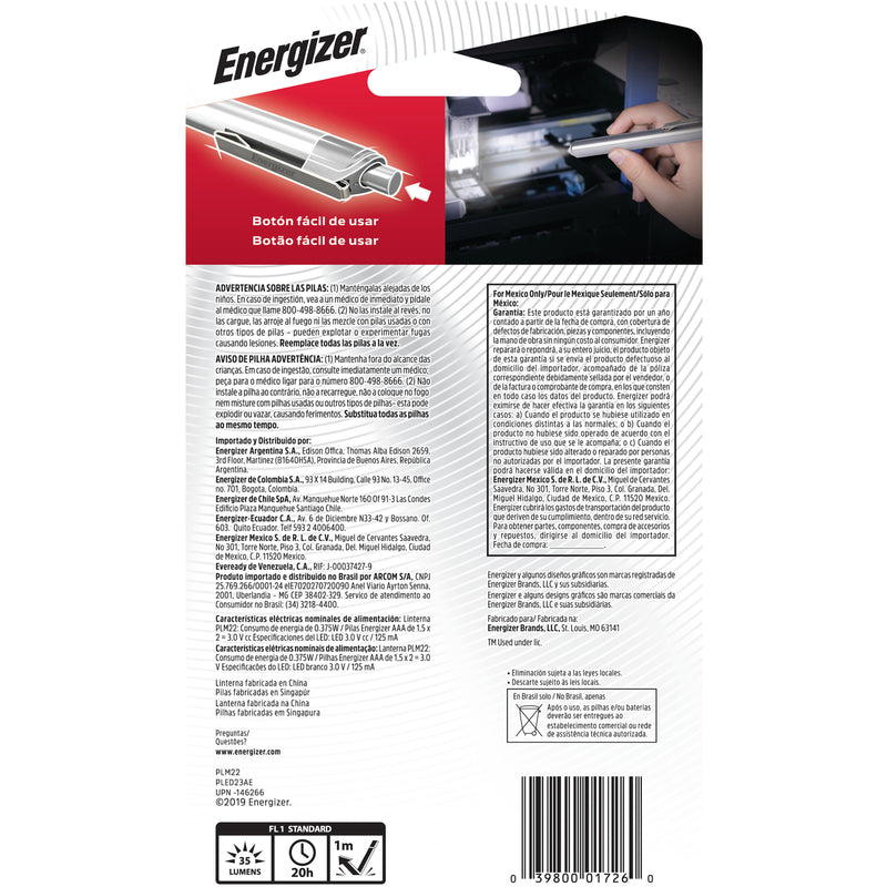 Energizer 35 lm Gray LED Pen Light AAA Battery