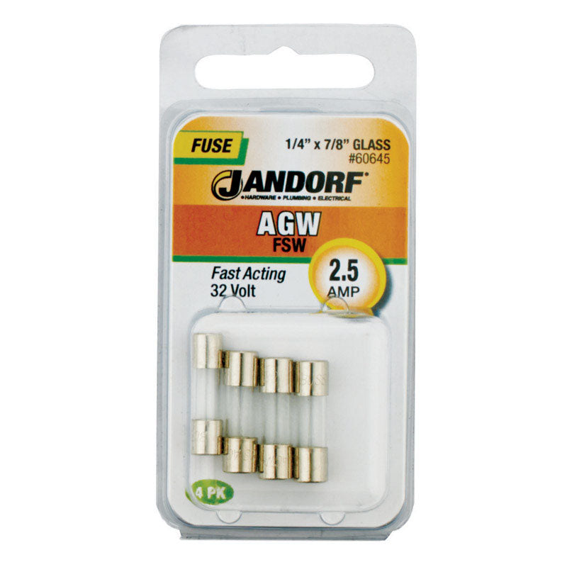Jandorf AGW 2.5 amps Fast Acting Fuse 4 pk
