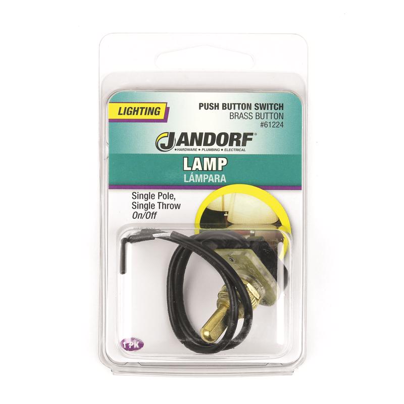 Jandorf 6 amps Single Pole Push Button Appliance Switch Black/Brass 1 pk
