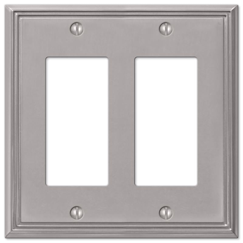 Amerelle Metro Brushed Nickel 2 gang Die-Cast Metal Decorator Wall Plate 1 pk