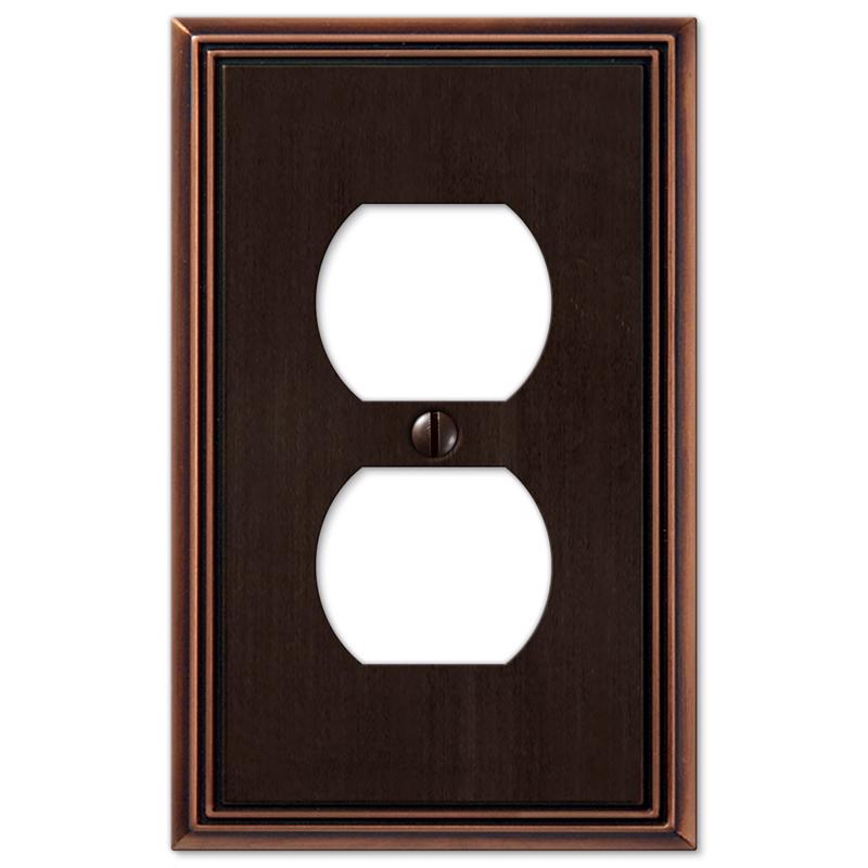 Amerelle Metro Aged Bronze 1 gang Die-Cast Metal Duplex Wall Plate 1 pk