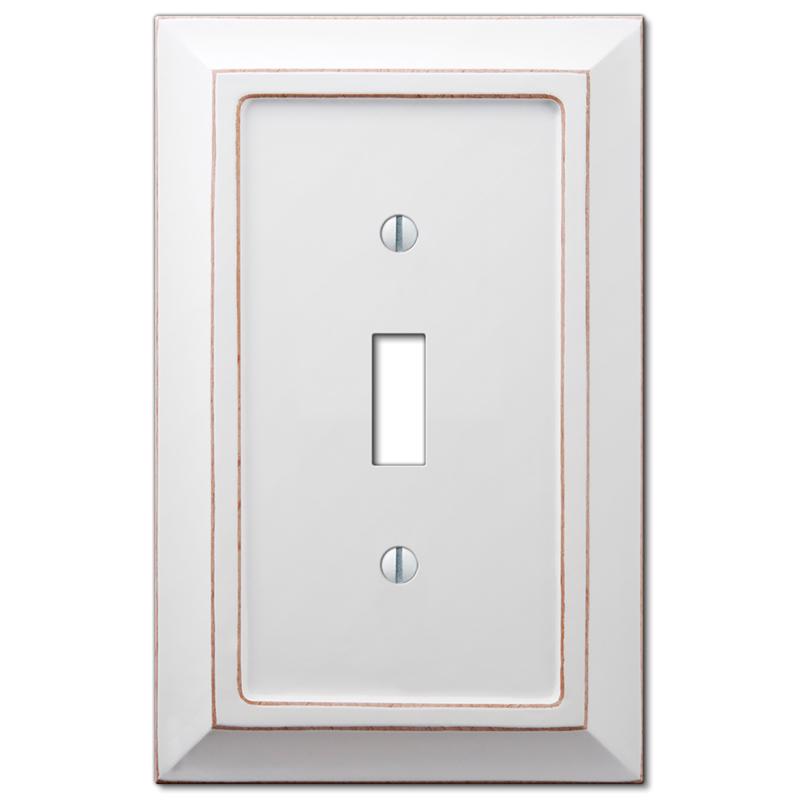 Amerelle Savannah White 1 gang Wood Toggle Wall Plate 1 pk