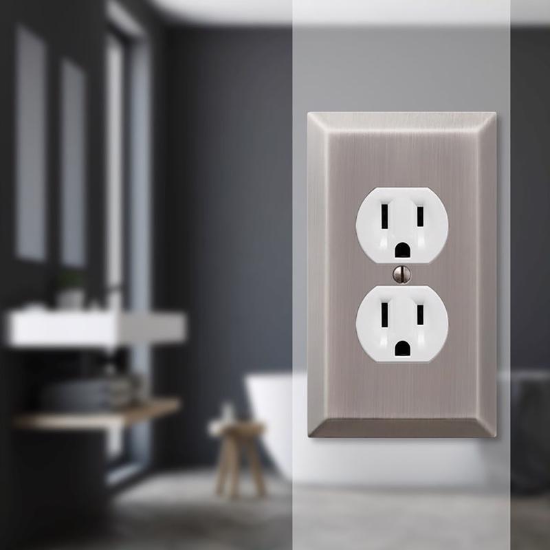 Amerelle Century Antique Nickel 1 gang Stamped Steel Duplex Wall Plate 1 pk