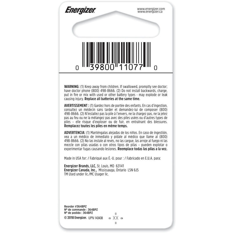 Energizer Silver Oxide 364 1.5 V Electronic/Watch Battery 1 pk