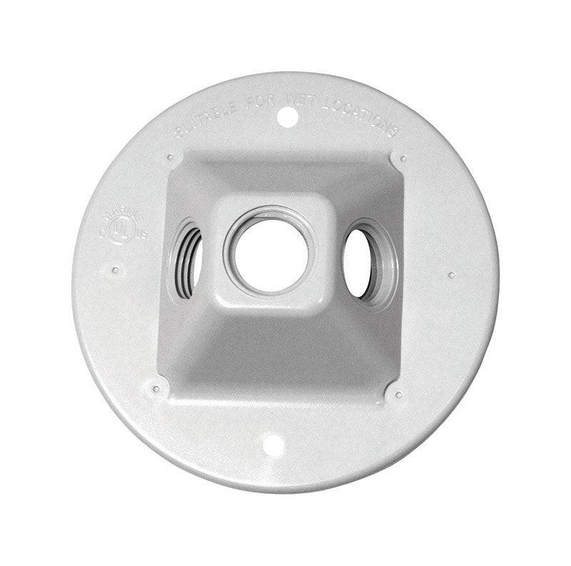 RND CVR W/THREE 1/2"H WH