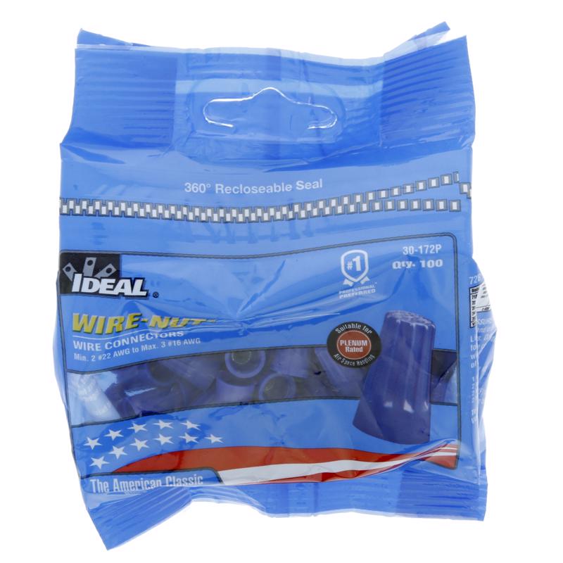 Ideal Insulated Wire Wire Connector Blue 100 pk