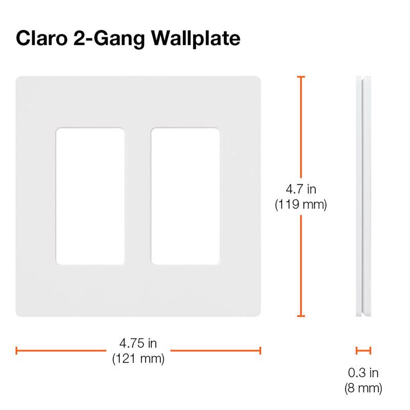 Lutron Claro Black 2 gang Plastic Decorator Wall Plate 1 pk