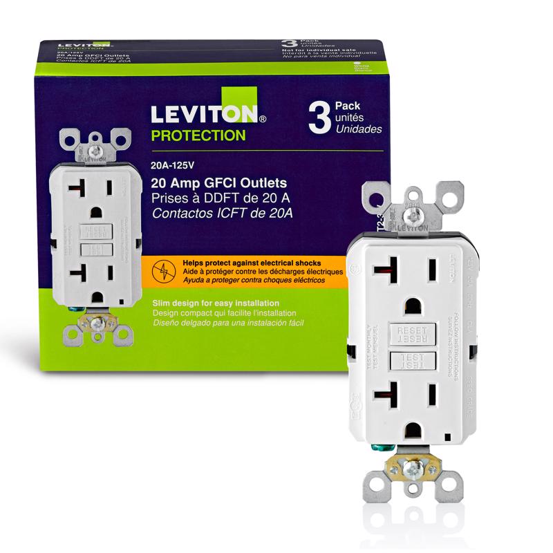 GFCI OUTLET 20A WHT 3PK