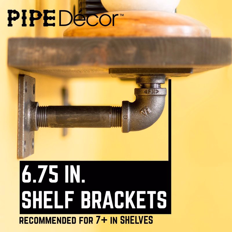 STZ Industries Black Steel Shelf Bracket 6 in. L