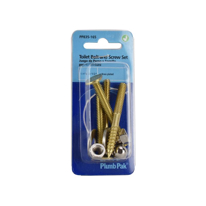 Plumb Pak Toilet Bolt and Screw Set Chrome Plated Brass