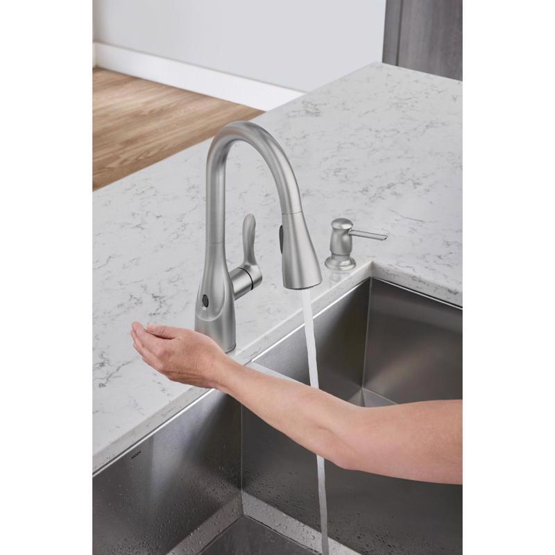 Moen Arlo One Handle Stainless Steel Motion Sensing Pull-Down Kitchen Faucet