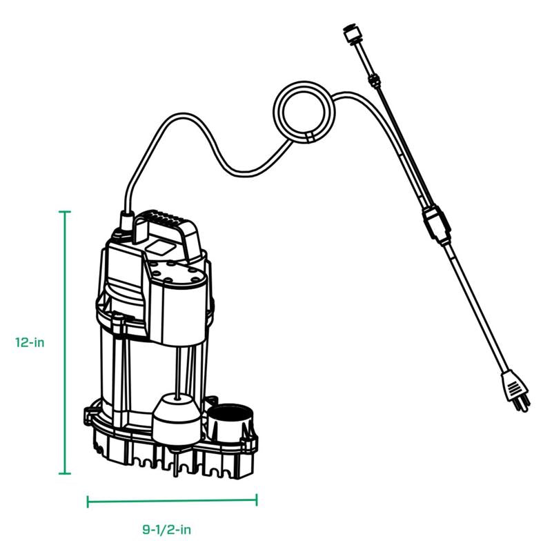 Zoeller 3/4 HP 80 gpm Cast Iron Vertical Float Switch AC Submersible Sump Pump