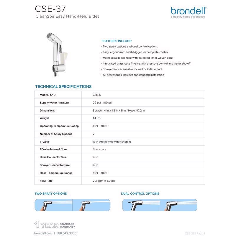 Brondell CleanSpa Silver Universal Hand Held Bidet