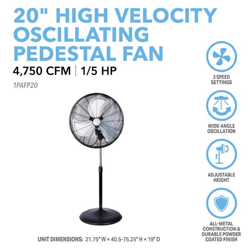 Perfect Aire 30.75 in. H X 20 in. D Oscillating Pedestal Fan