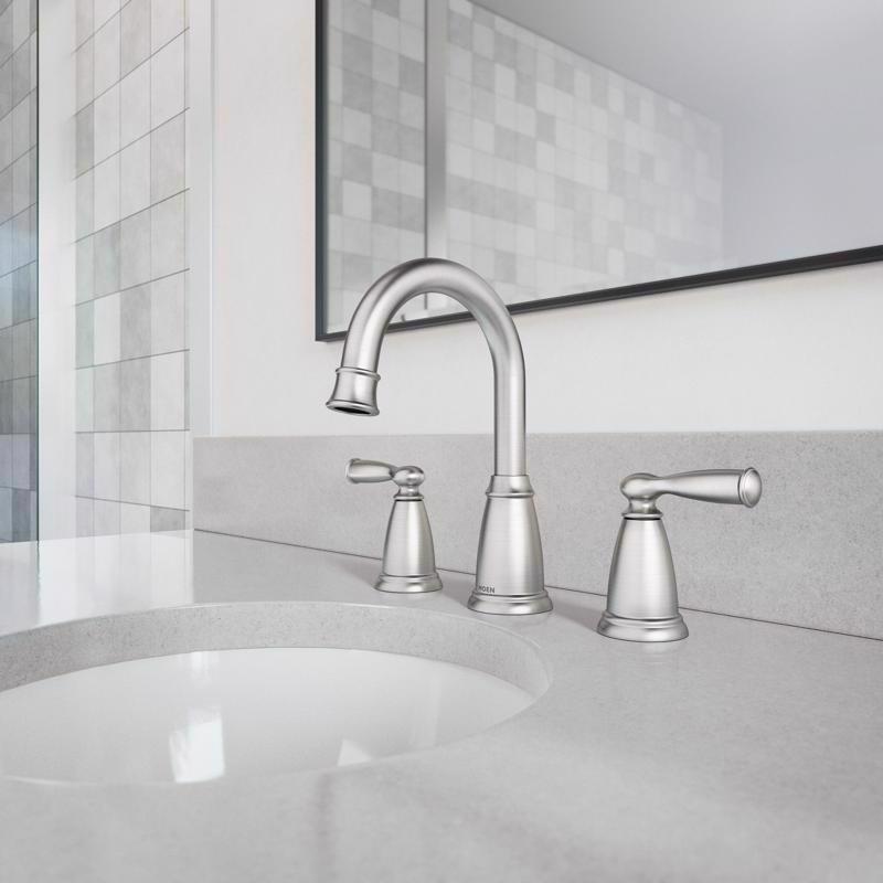 Moen Banbury Brushed Nickel Two-Handle Bathroom Sink Faucet 8 in.