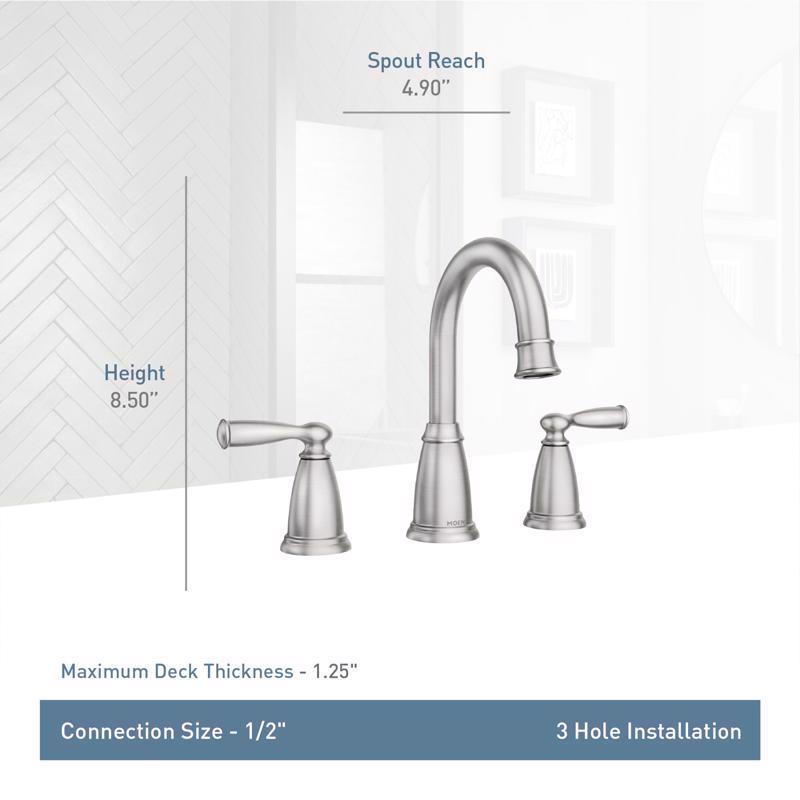 Moen Banbury Brushed Nickel Two-Handle Bathroom Sink Faucet 8 in.