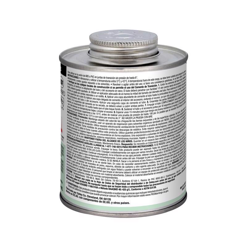 Oatey Green Transition Cement For ABS/PVC 16 oz